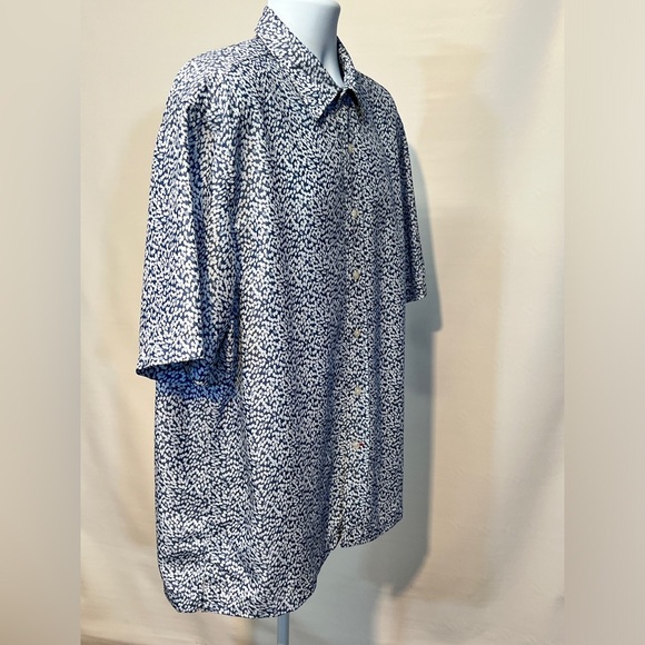REUNION Men’s‎ cadet blue droplets design short sleeve shirt size L. - Picture 8 of 12